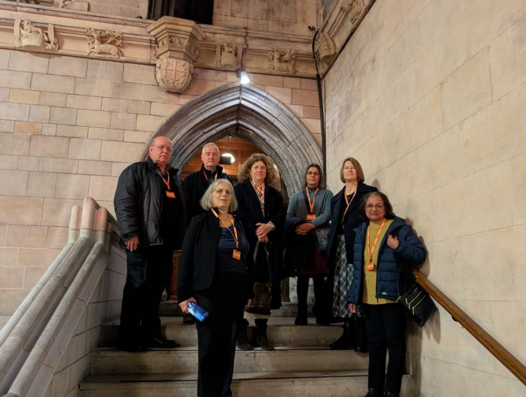 Group of campaigners outside the Parliamentary debate